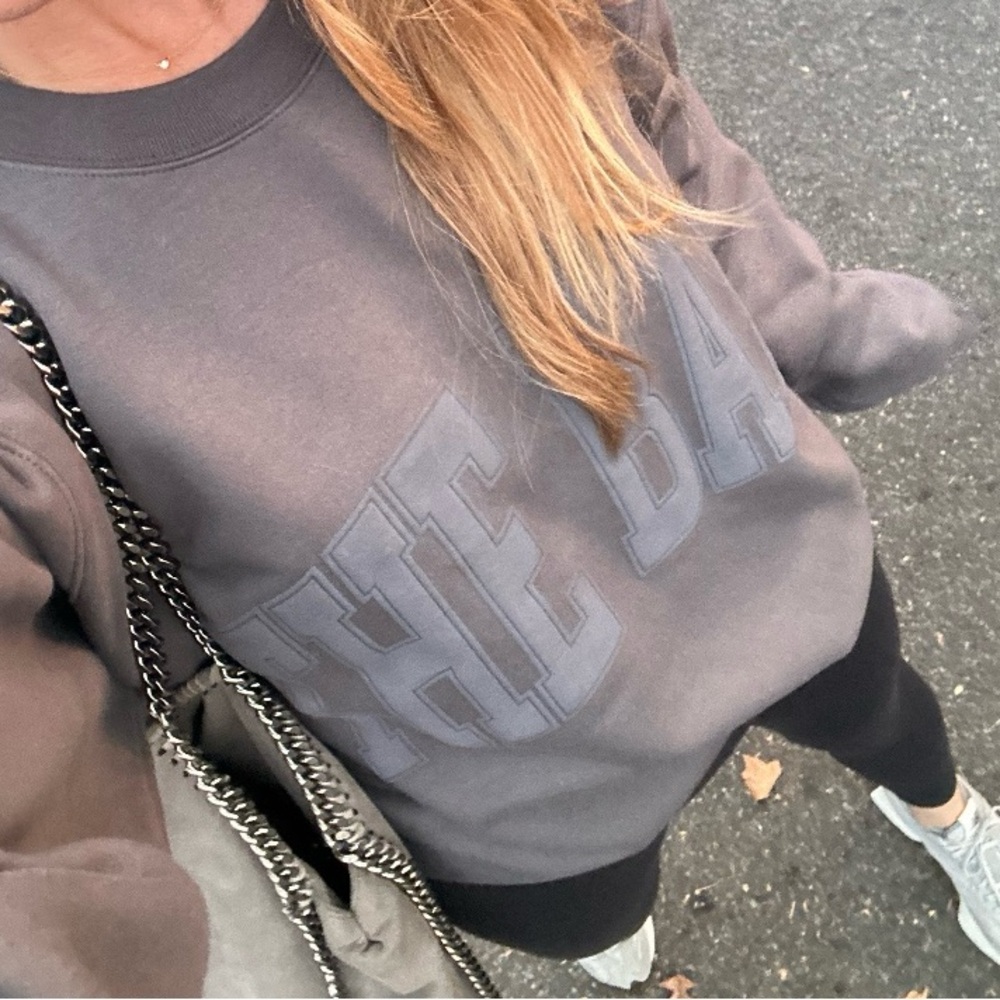 The Bar Oversized Charcoal Gray Embroidered Sweatshirt